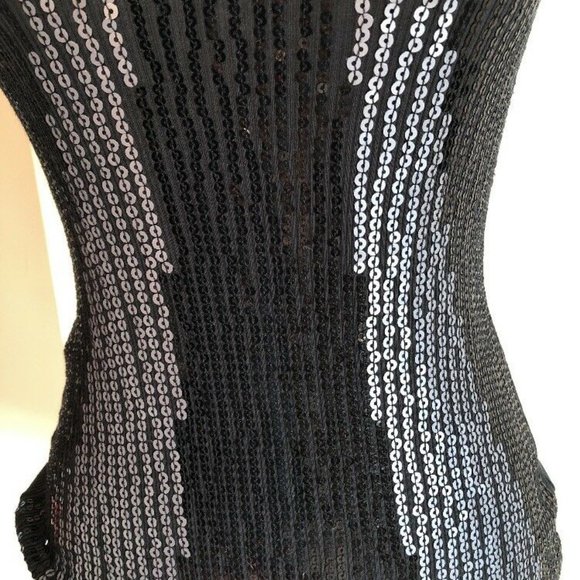 Express Women's Size XS Black Sequin Tank Top Ribbed Shirt Top Sleeveless Shirt - Picture 2 of 8